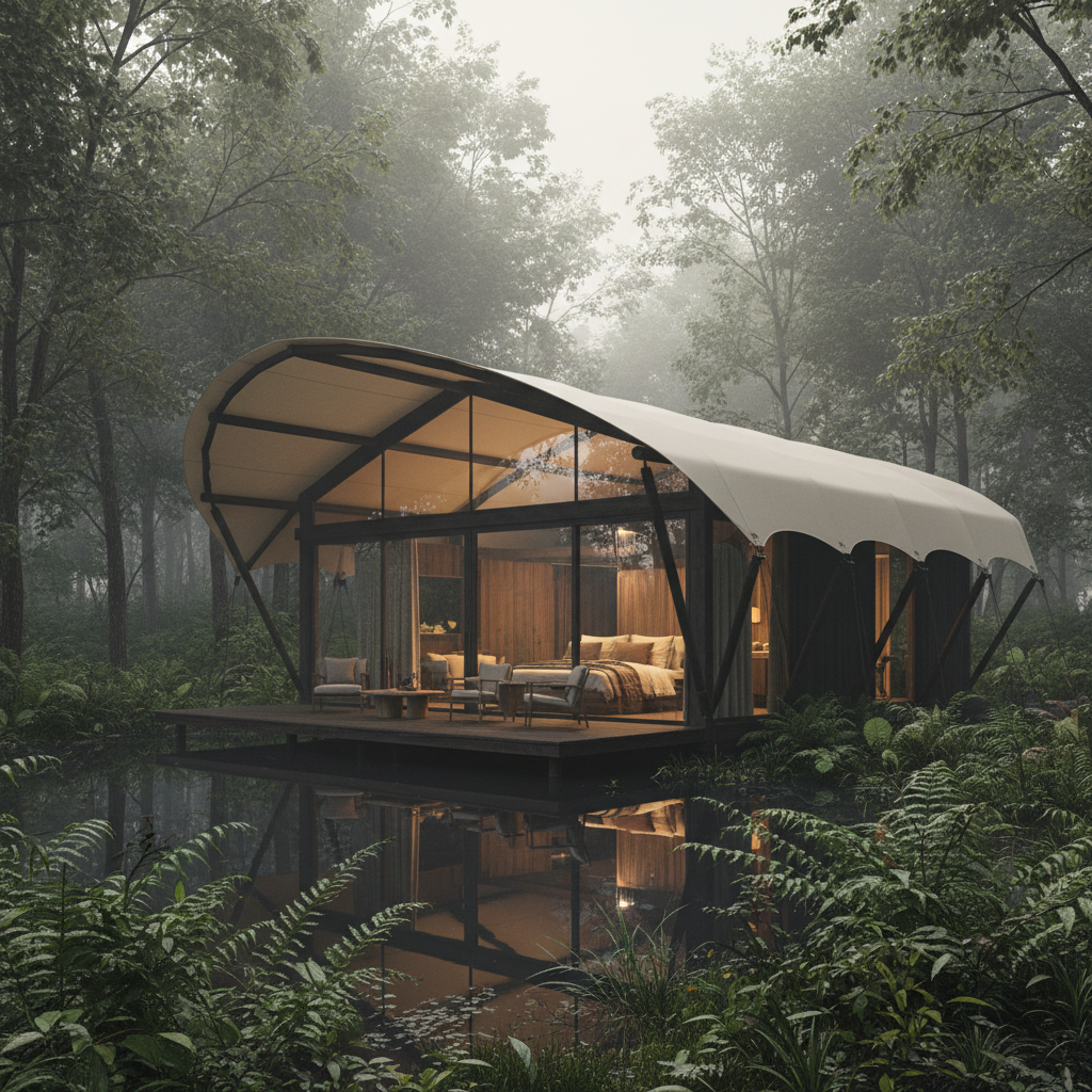 Forest glamping pavilion