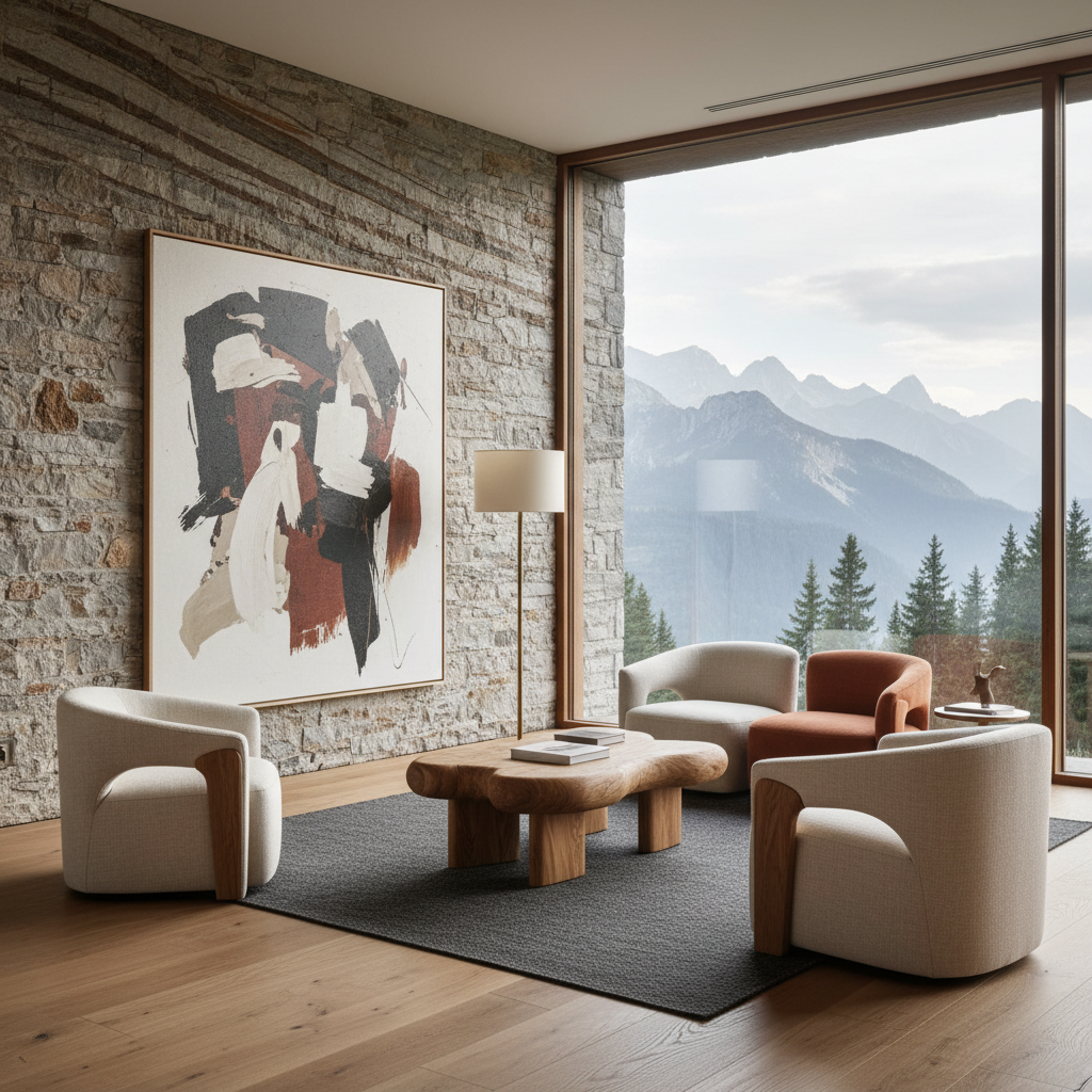 Art-filled mountain living space